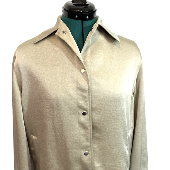NWT Vince Shine Snap Front Satin Bomber Jacket OVERSIZED Women's XXS - Picture 3 of 11
